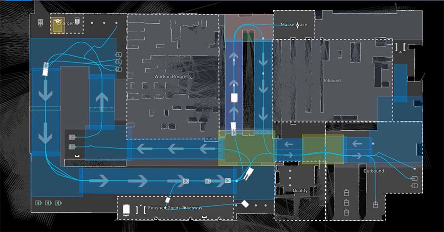 OTTO Fleet Manager software interface showing AMR navigation mapping and autonomous routing capabilities.